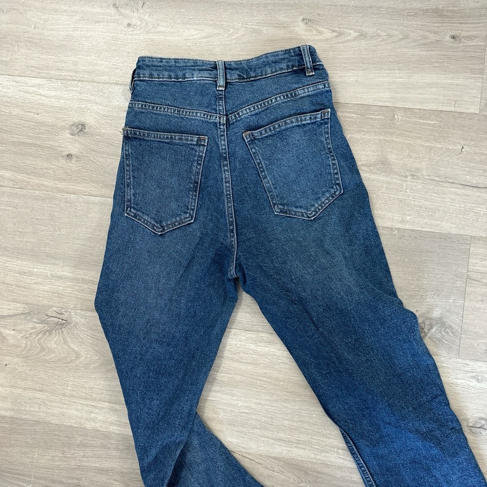 H&M slim straight high waisted jeans with slit leg seams